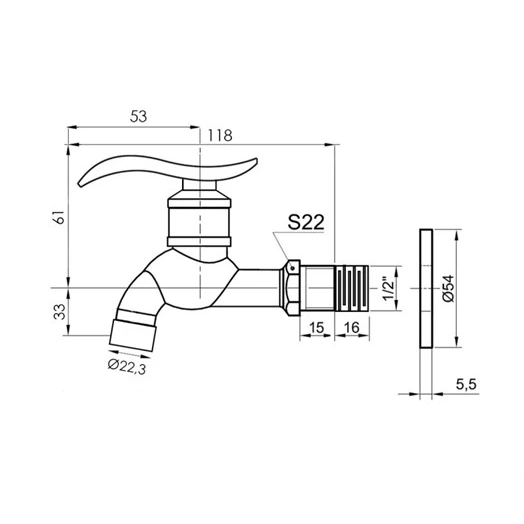 Brass Faucet Wall Mounted Bibcock Cold water faucet Garden faucet