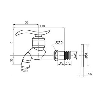 Brass Faucet Wall Mounted Bibcock Cold water faucet Garden faucet