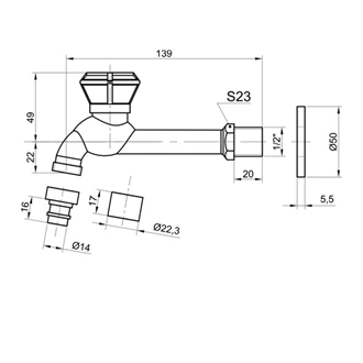 Brass Faucet Bibcock Cold water faucet washing machine faucet
