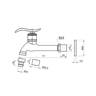 Brass Faucet Wall Mounted Bibcock Cold water faucet Garden faucet