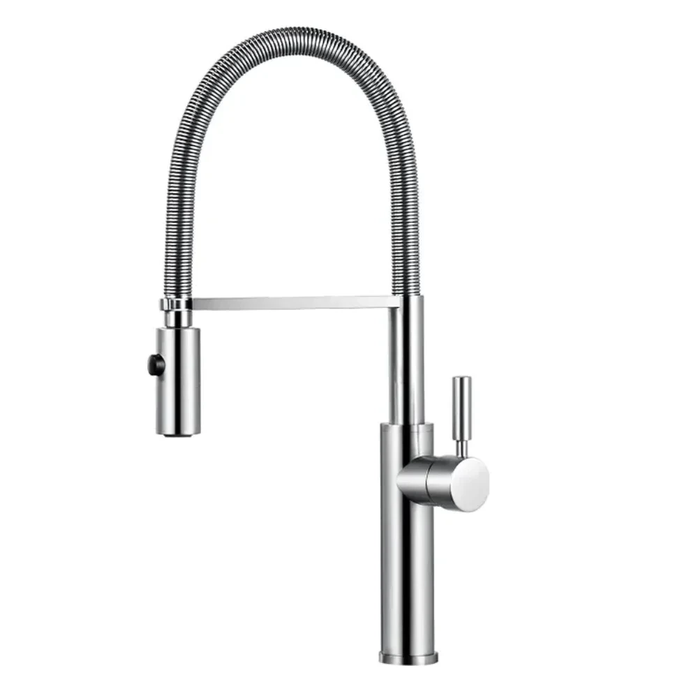 Europe Supplier: 304 Stainless Steel Pull Out Kitchen Faucet, Hot/Cold, Deck Mount