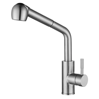 Hot and cold stainless steel pull down deck mounted kitchen tap for commercial use Europe