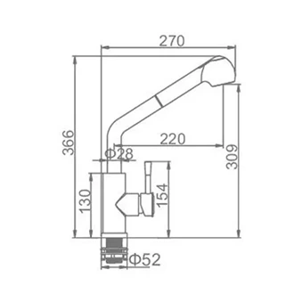 Hot and cold stainless steel pull down deck mounted kitchen tap for commercial use Europe