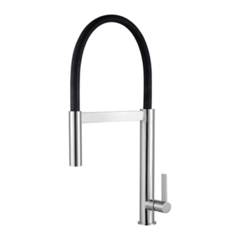 Deck Mounted Pull Out Kitchen Mixer Tap - Stainless Steel, Hot & Cold, Spring
