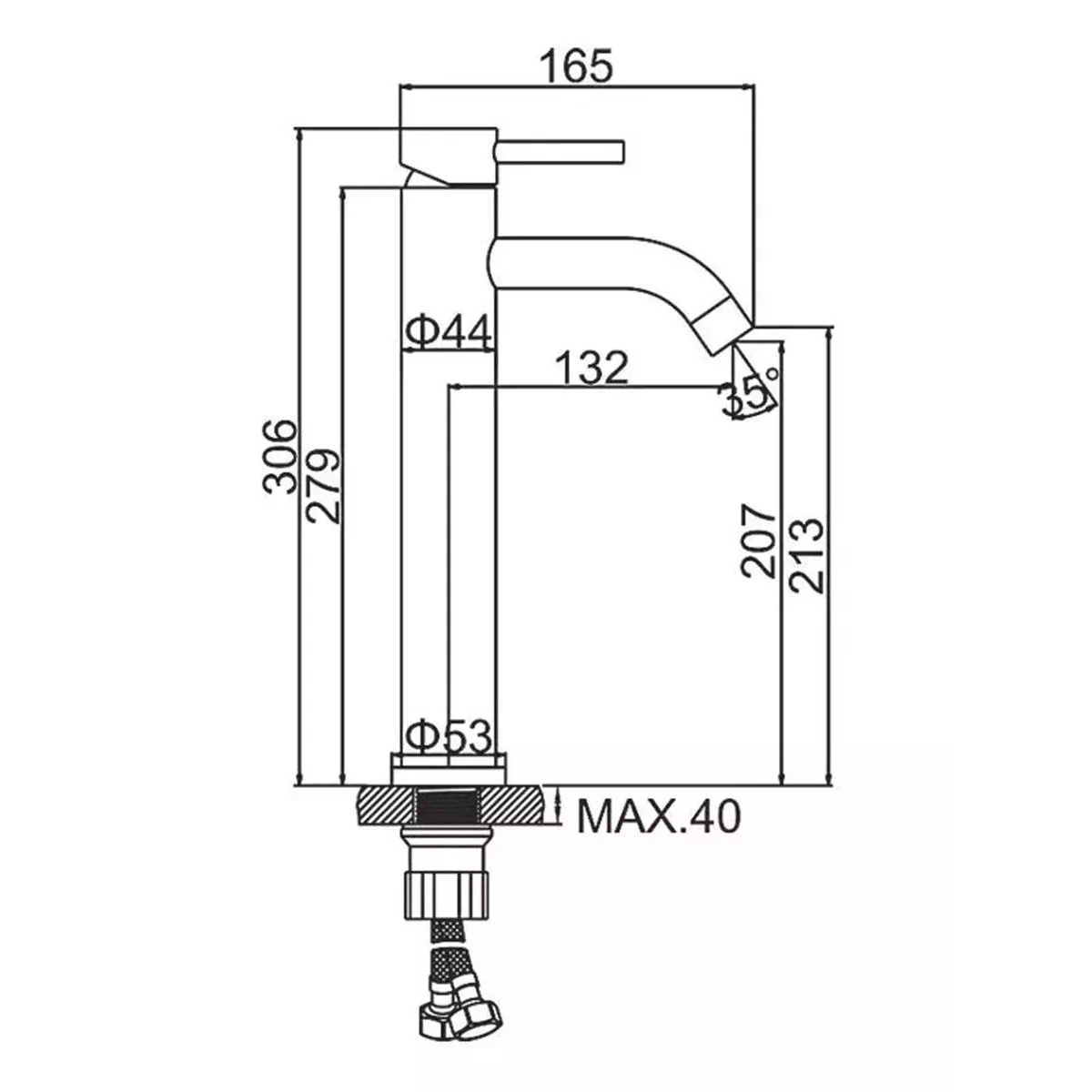 Premium Stainless Steel Deck Mount Bathroom Faucet - Single Lever Control