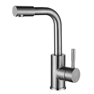 Brushed Stainless Steel Single Handle Deck Mounted Basin Mixer Tap