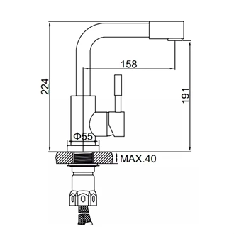Brushed Stainless Steel Single Handle Deck Mounted Basin Mixer Tap