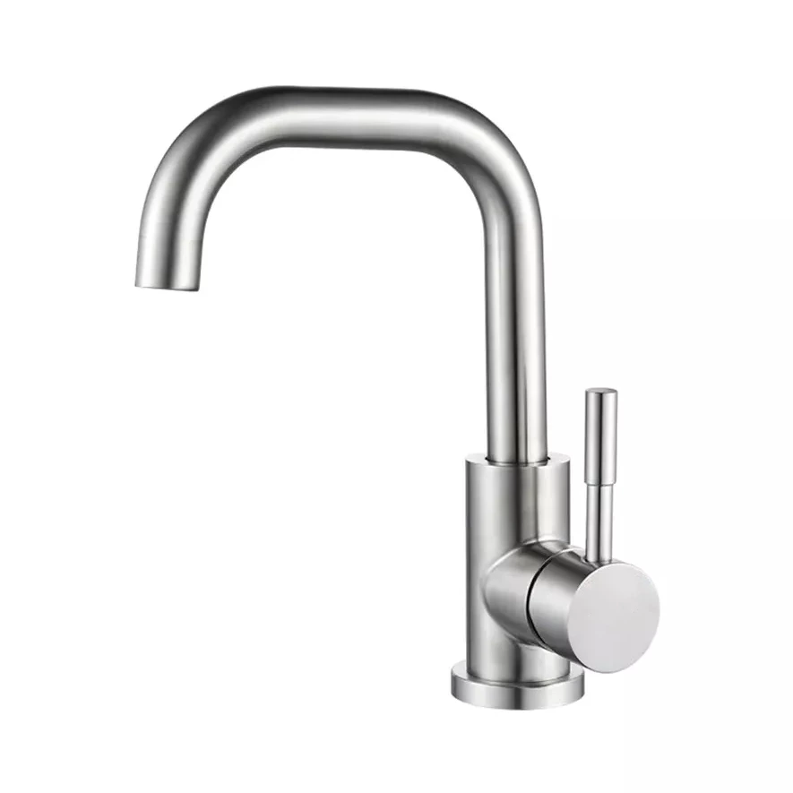 Stainless Steel Deck Mounted Mixer Tap for Bathroom Sink - Modern Style