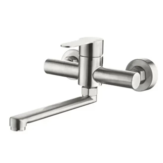 B2B Europe: Commercial Grade Stainless Steel Kitchen Tap with Pull Down Sprayer, Wall Mount