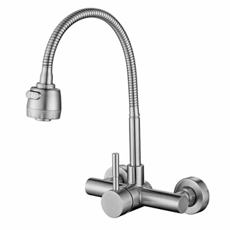 Bulk Order: Stainless Steel Wall Mounted Kitchen Tap with Flexible Pull Out Sprayer