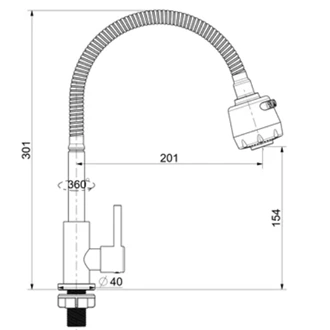 Single Lever Cold Water Kitchen Tap with Ceramic Valve