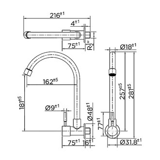 Brushed Nickel Stainless Steel Cold Only Sink Faucet kitchen taps