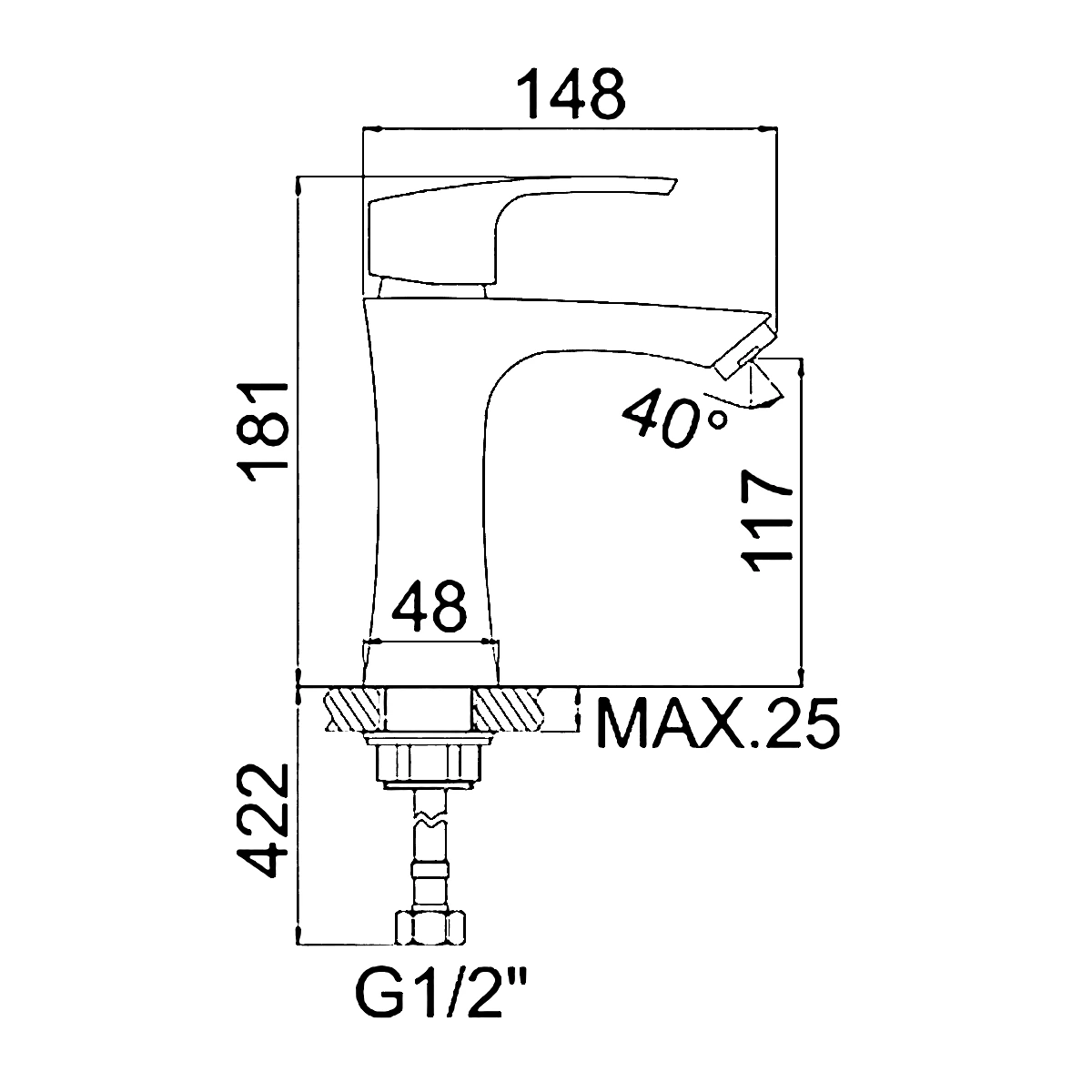 Hot & Cold Stainless Steel Bathroom Faucet - Deck Mount, Single Handle