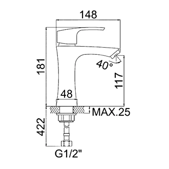 Hot & Cold Stainless Steel Bathroom Faucet - Deck Mount, Single Handle