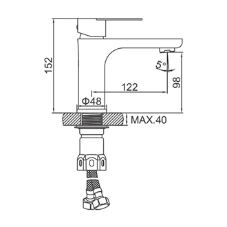 Deck Mount Basin Mixer Tap in Stainless Steel - Single Handle