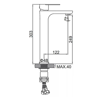 Stainless Steel Bathroom Faucet - Deck Mounted Single Lever