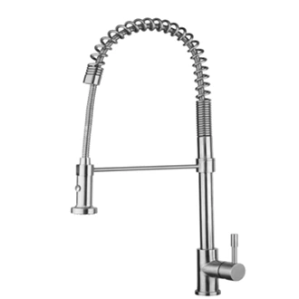 B2B Supplier: Hot Cold Pull Out Spring Kitchen Tap, Stainless Steel Deck Mounted