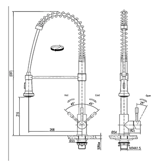 B2B Supplier: Hot Cold Pull Out Spring Kitchen Tap, Stainless Steel Deck Mounted