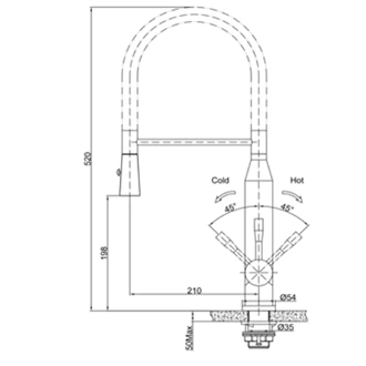 Bulk Purchase: Hot Cold Mixer Tap with Pull Out Spray & Spring, Deck Mounted Steel