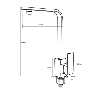 European free 304 stainless steel kitchen taps deck mounted