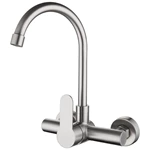 Direct from Manufacturer: Stainless Steel Hot & Cold Pull Out Kitchen Faucet - Wall Installation