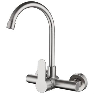 Direct from Manufacturer: Stainless Steel Hot & Cold Pull Out Kitchen Faucet - Wall Installation