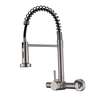 Cost-Effective B2B Solution: Stainless Steel Hot Cold Wall Mount Kitchen Faucet with Pull Out