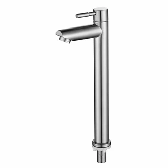 Deck Mounted Stainless Steel Single Handle Bathroom Faucet