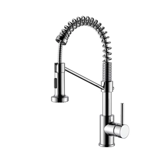 European Style Brass Kitchen Tap - Single Handle, Spring Pull Out, Custom Color