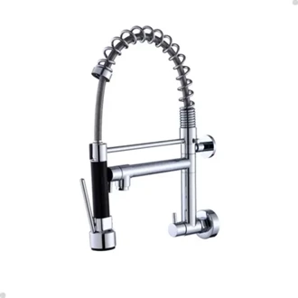 Wall Mounted Brass Sink Mixer Tap - Hot & Cold, Spring Pull Out, Custom Colors