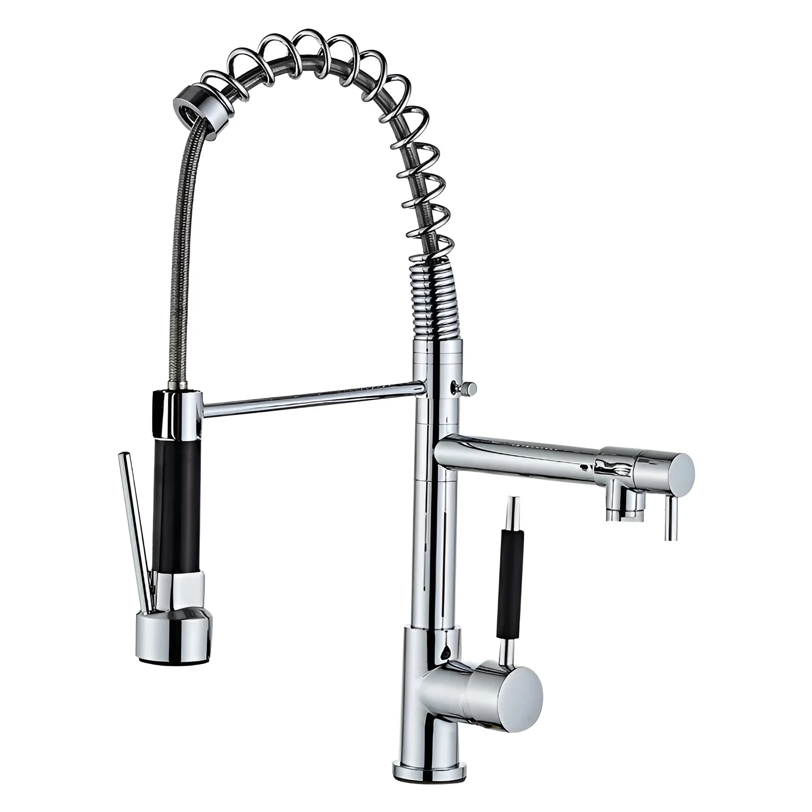 Hot & Cold Brass Kitchen Tap - Spring Pull Out Spray, Single Lever
