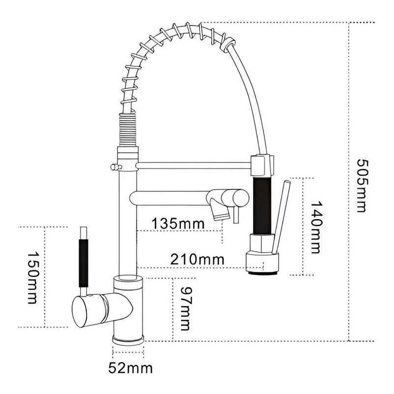 Hot & Cold Brass Kitchen Tap - Spring Pull Out Spray, Single Lever