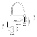 Hot & Cold Brass Kitchen Tap - Spring Pull Out Spray, Single Lever