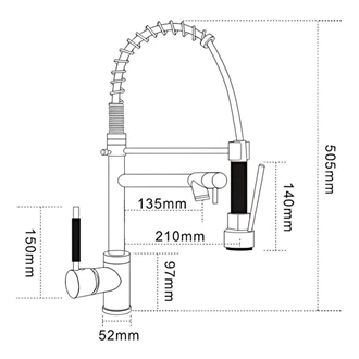 Hot & Cold Brass Kitchen Tap - Spring Pull Out Spray, Single Lever