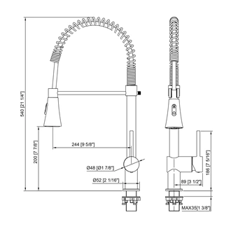 Custom Finish Brass Kitchen Faucet - Deck Mounted, Pull Out