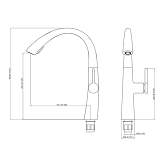 Commercial Deck Mount Pull Out Kitchen Mixer Tap - Brass Single Lever