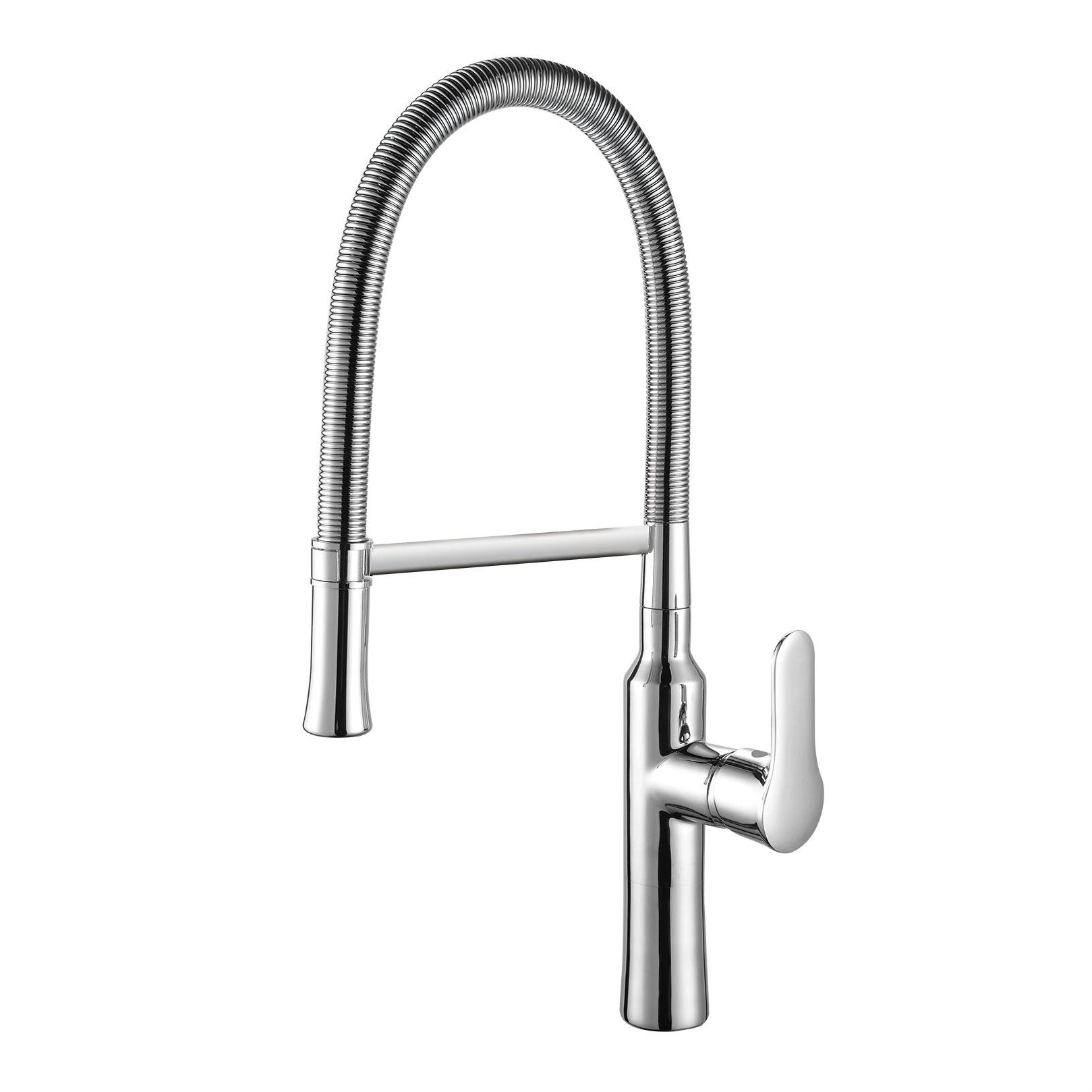 Spring Action Pull Out Brass Kitchen Tap - Hot & Cold, Deck Mount