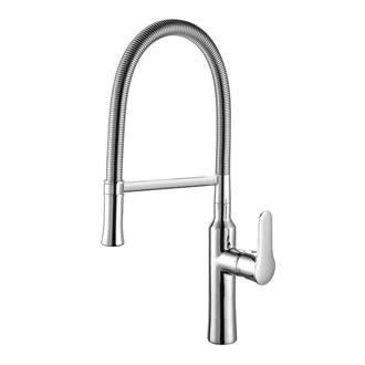 Spring Action Pull Out Brass Kitchen Tap - Hot & Cold, Deck Mount
