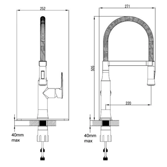 Spring Action Pull Out Brass Kitchen Tap - Hot & Cold, Deck Mount