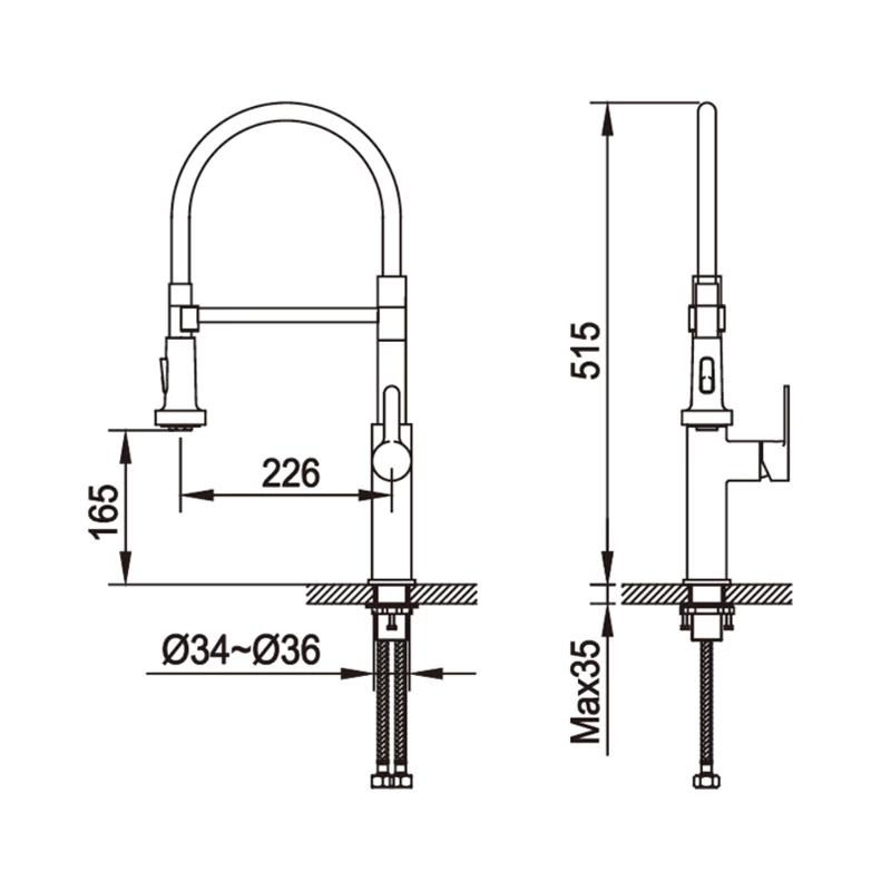 European Style Brass Sink Tap - Customizable, Spring Pull Out, Single Lever