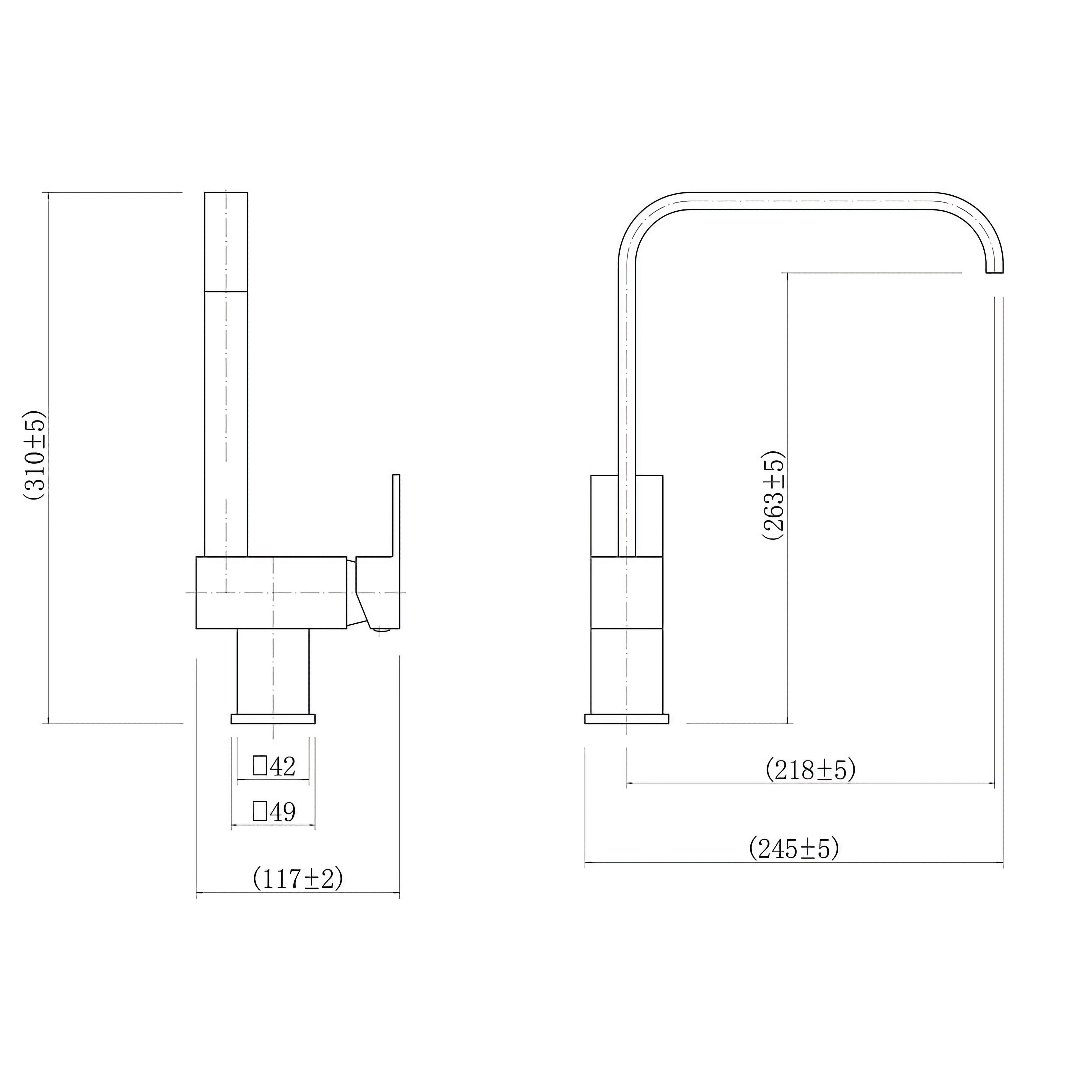 Hot Cold Chrome Brass Single Lever Deck Mount Kitchen Mixer Tap