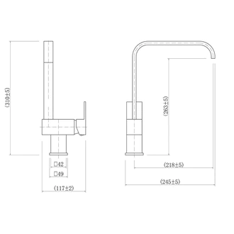 Hot Cold Chrome Brass Single Lever Deck Mount Kitchen Mixer Tap