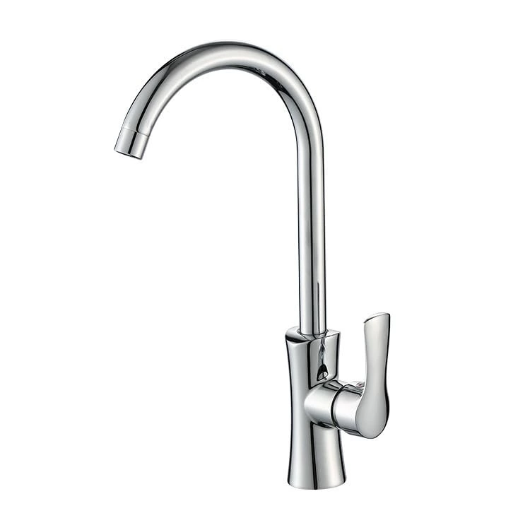 Chrome Brass Single Handle Deck Mount Kitchen Faucet