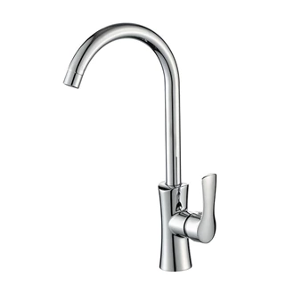 Chrome Brass Single Handle Deck Mount Kitchen Faucet