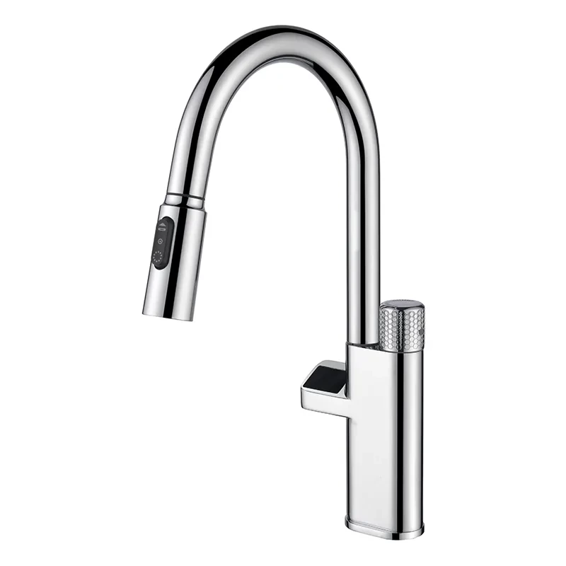 deck mounted single hole brass kitchen faucet digital temperature display supplier