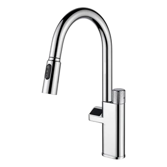 deck mounted single hole brass kitchen faucet digital temperature display supplier