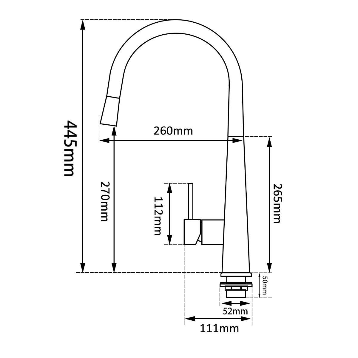 Brass Kitchen Faucet for Trade - Single Handle, Pull Out, Deck Mounted, Hot/Cold, Customizable Colors