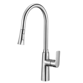 Deck Mounted Single Lever Brass Kitchen Tap - Pull Down, Hot & Cold, Custom Color Options