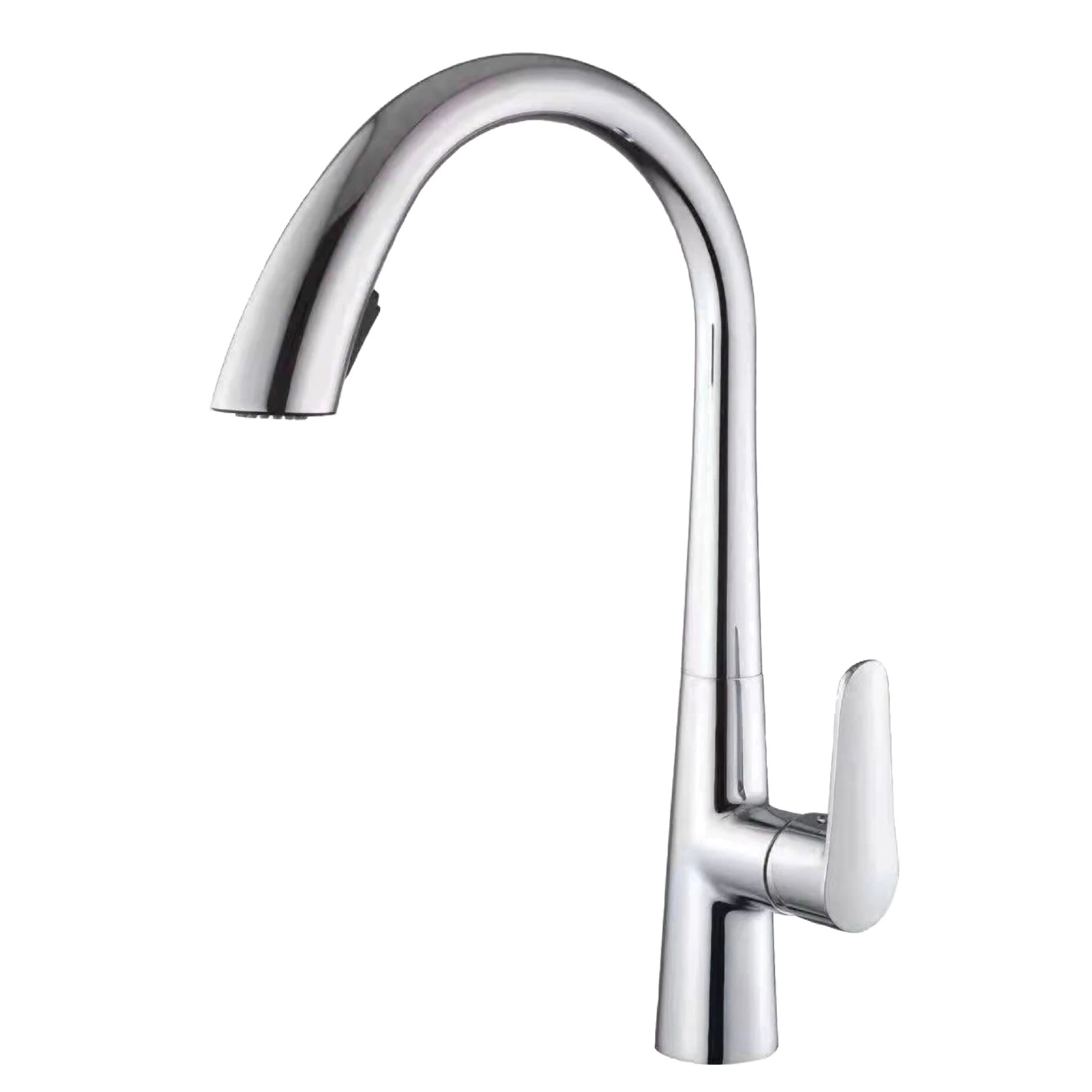 Brass Pull Down Kitchen Faucet - Single Lever, Deck Mounted, Customizable Colors