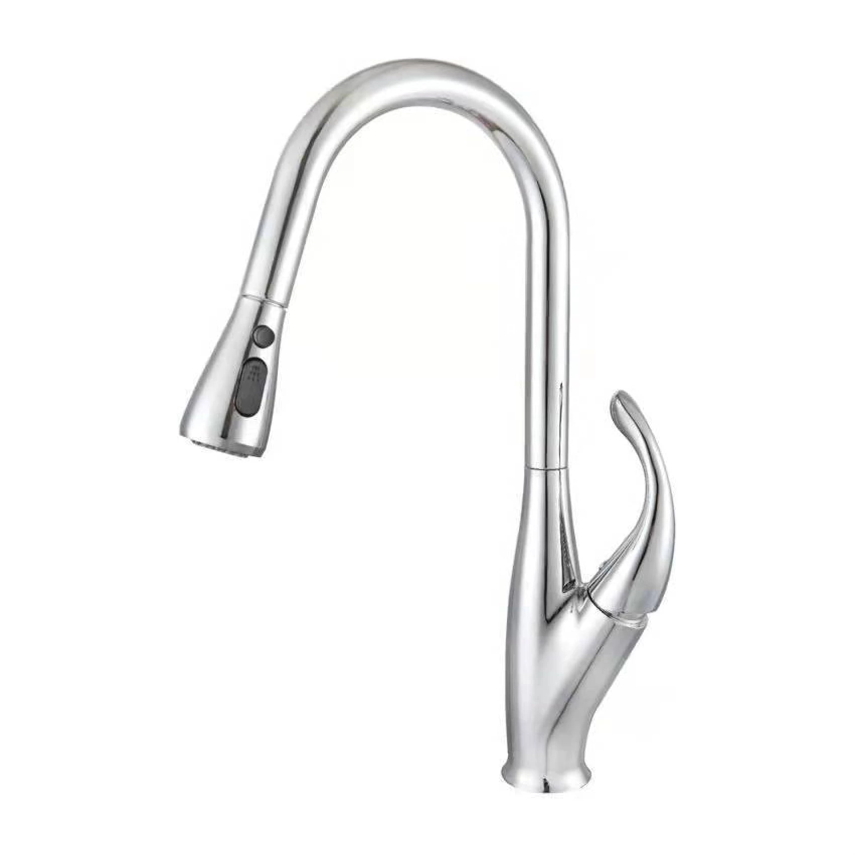 Deck Mounted Single Lever Brass Kitchen Tap - Pull Down Sprayer, Hot & Cold, Custom Color Choices